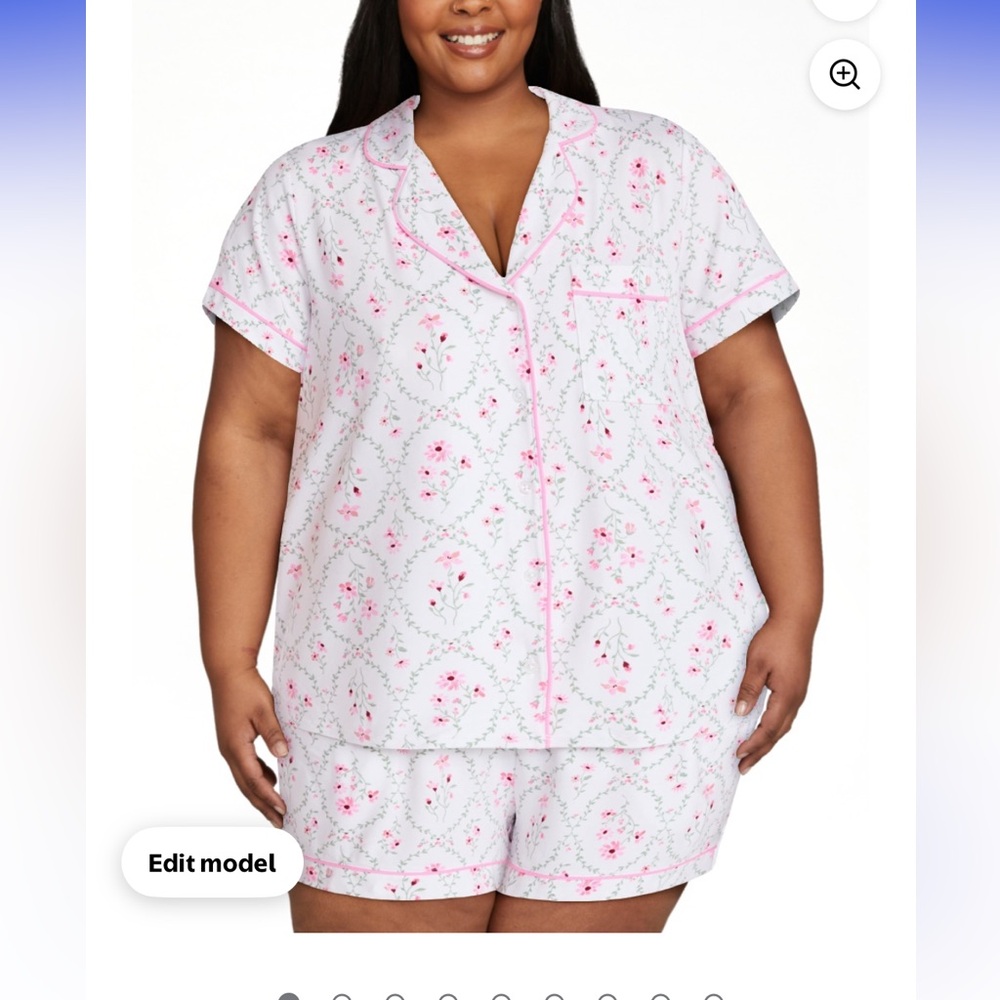 Chic White and Pink Floral Pajama Set